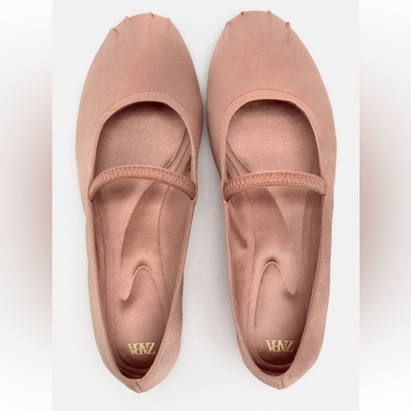 Zara Shoes - Zara satin effect ballet flats muted pink NWT